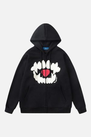 Concert Outfit Embroidery Tooth Heart Hoodie