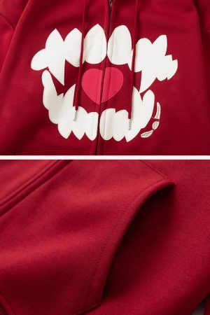 Concert Outfit Embroidery Tooth Heart Hoodie