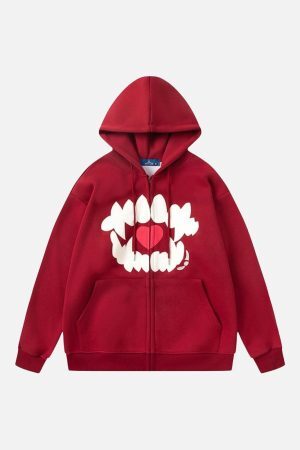 Concert Outfit Embroidery Tooth Heart Hoodie