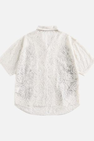 Concert Outfit Exquisite Floral Embroidered Short-Sleeve Shirt