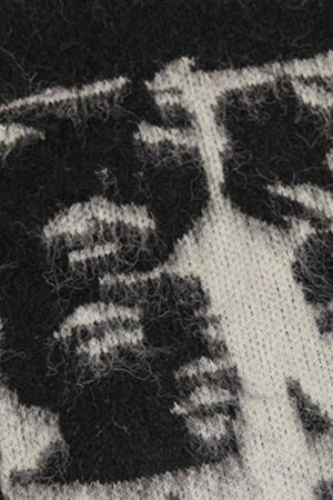 Concert Outfit Facial Pattern Mohair Sweater
