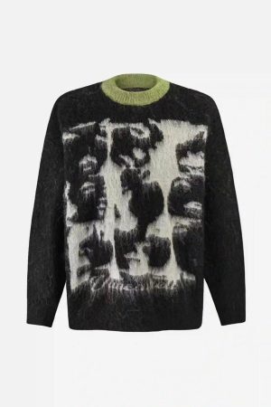 Concert Outfit Facial Pattern Mohair Sweater
