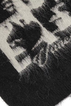 Concert Outfit Facial Pattern Mohair Sweater