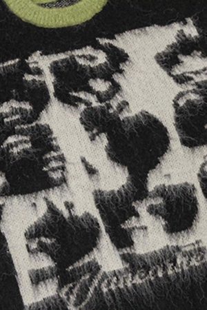 Concert Outfit Facial Pattern Mohair Sweater
