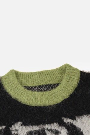 Concert Outfit Facial Pattern Mohair Sweater