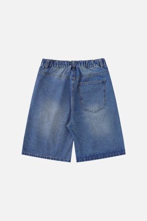 Concert Outfit Fake Hole Camouflage Patch Jorts