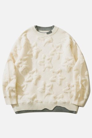 Concert Outfit Fake Two 3D Star Graphics Sweater