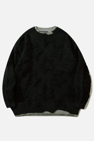 Concert Outfit Fake Two 3D Star Graphics Sweater