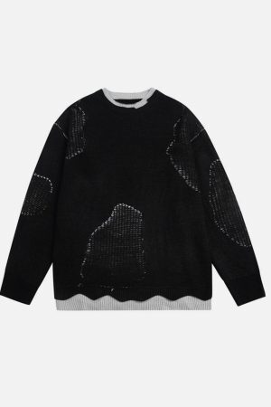 Concert Outfit Fake Two Breakage Design Sweater