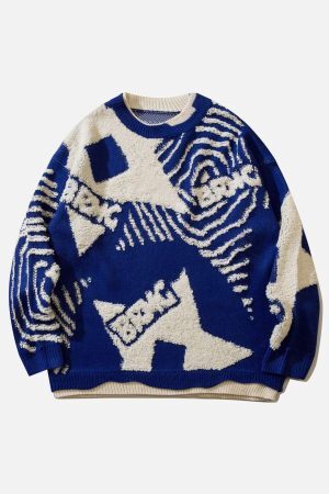 Concert Outfit Fake-Two Flocking Patchwork Sweater