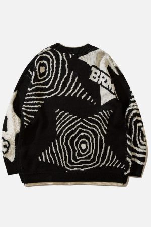 Concert Outfit Fake-Two Flocking Patchwork Sweater