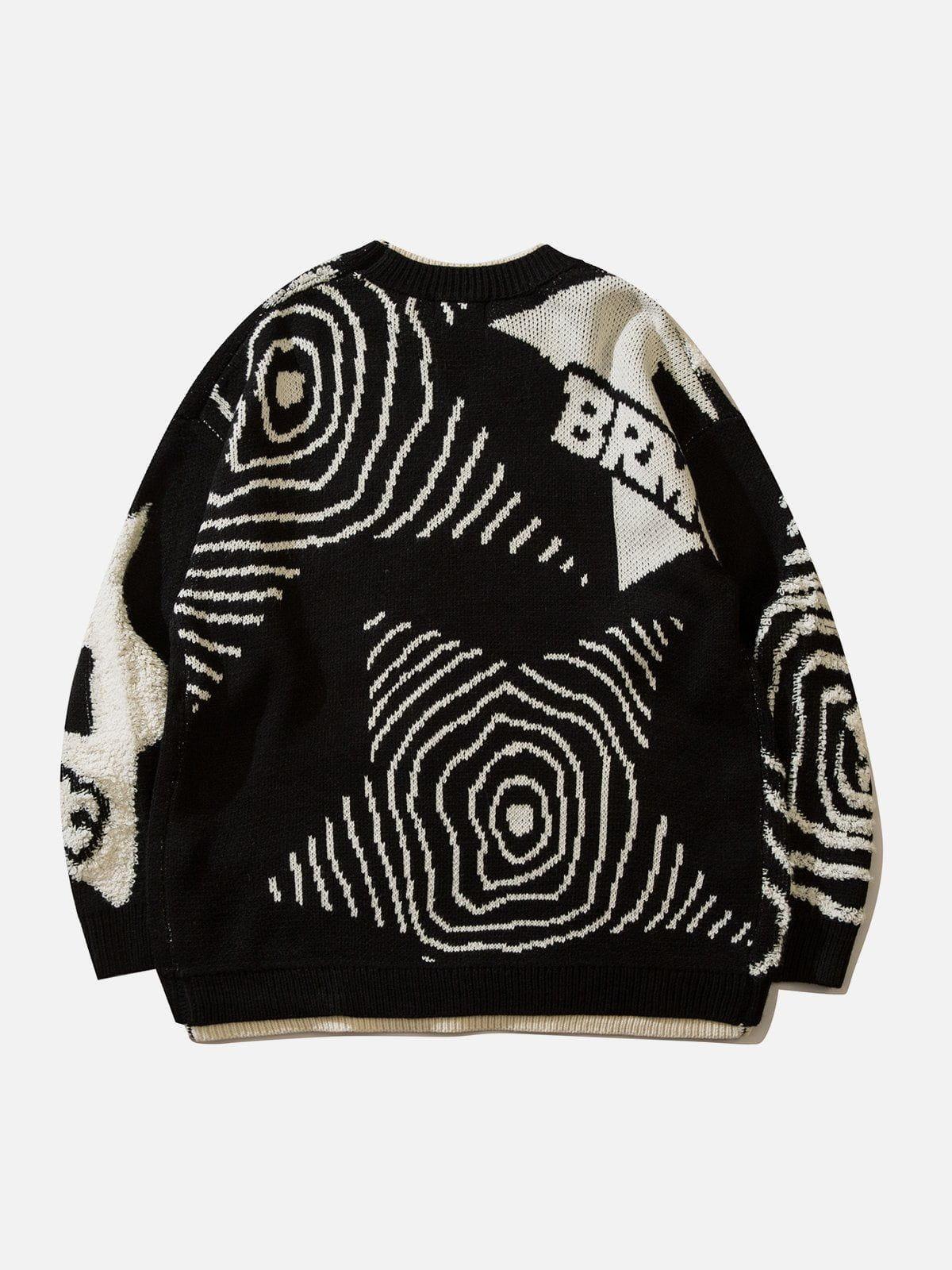 Concert Outfit Fake-Two Flocking Patchwork Sweater Concert Outfit Fake-Two Flocking Patchwork Sweater