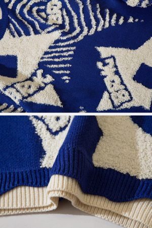 Concert Outfit Fake-Two Flocking Patchwork Sweater