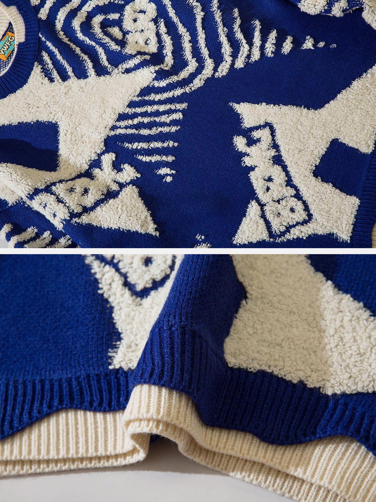 Concert Outfit Fake-Two Flocking Patchwork Sweater Concert Outfit Fake-Two Flocking Patchwork Sweater