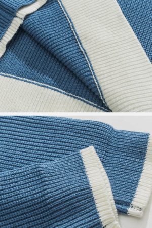 Concert Outfit Fake Two Patchwork Knit Sweater