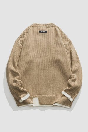 Concert Outfit Fake Two Patchwork Knit Sweater