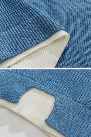 Concert Outfit Fake Two Patchwork Knit Sweater