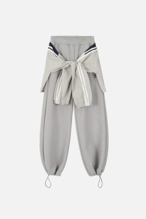 Concert Outfit Fake Two-Piece Drawstring Sweatpants