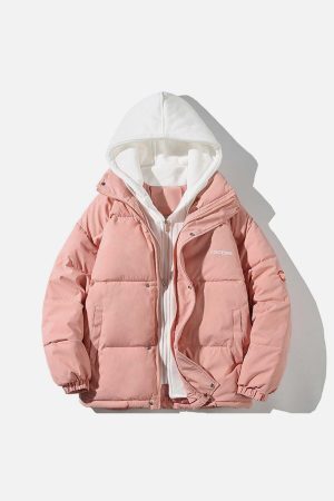 Concert Outfit Fake Two-Piece Hooded Winter Coat