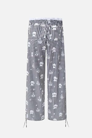 Concert Outfit Fake Two-Piece Print Plaid Sweatpants