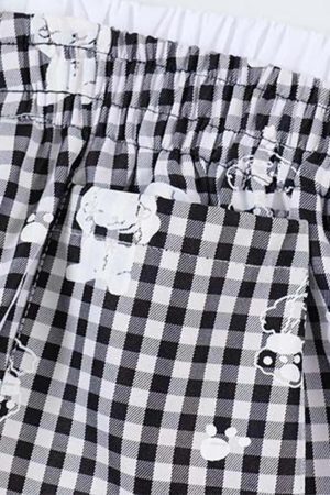 Concert Outfit Fake Two-Piece Print Plaid Sweatpants