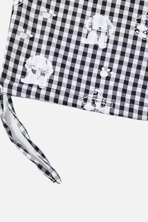 Concert Outfit Fake Two-Piece Print Plaid Sweatpants