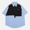 Concert Outfit Fake Two Pieces Patchwork Short Sleeve Shirt