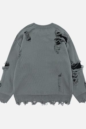 Concert Outfit Fake Two Ripped Hole Sweater