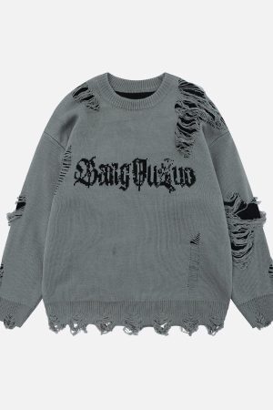 Concert Outfit Fake Two Ripped Hole Sweater