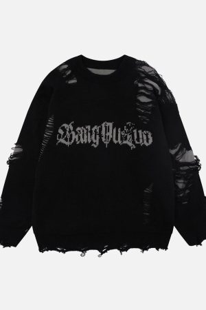 Concert Outfit Fake Two Ripped Hole Sweater