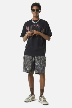 Concert Outfit Fallen Leaf Camouflage Pocket Workwear Shorts