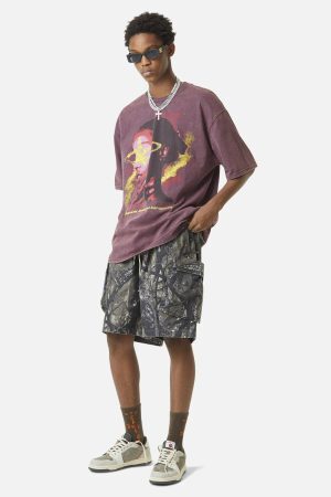 Concert Outfit Fallen Leaf Camouflage Pocket Workwear Shorts