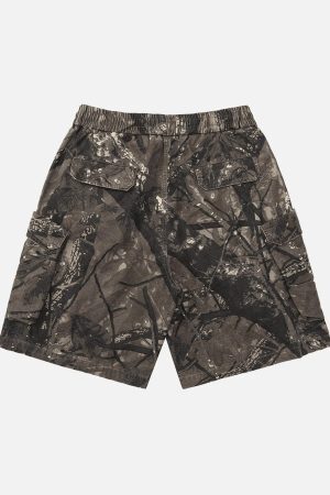 Concert Outfit Fallen Leaf Camouflage Pocket Workwear Shorts
