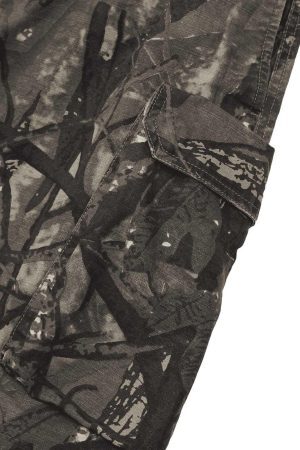 Concert Outfit Fallen Leaf Camouflage Pocket Workwear Shorts