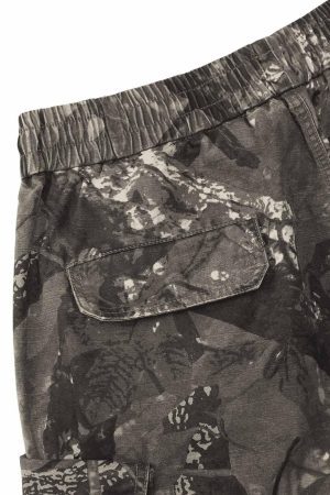 Concert Outfit Fallen Leaf Camouflage Pocket Workwear Shorts