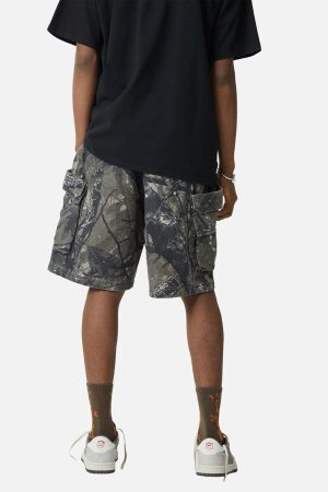 Concert Outfit Fallen Leaf Camouflage Pocket Workwear Shorts