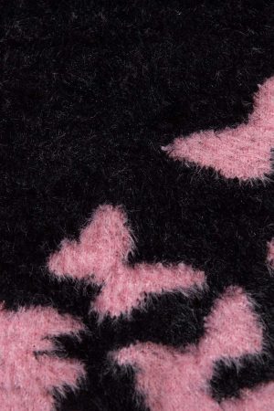 Concert Outfit Faux Mink Butterfly Zip Up Turtle Neck Sweater