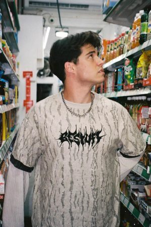 Concert Outfit Faux Two-Piece Distressed Woolen T-Shirt