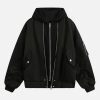 Concert Outfit Faux Two-Piece Pleated Spliced Hooded Bomber Jacket