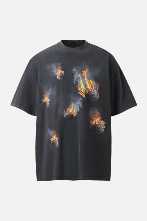 Concert Outfit Fireball Graphic Oversized T-Shirt