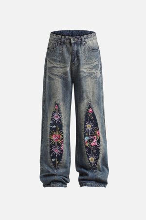 Concert Outfit Firework Beadwork Loose Jeans