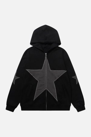 Concert Outfit Five-Pointed Zipper Hoodie