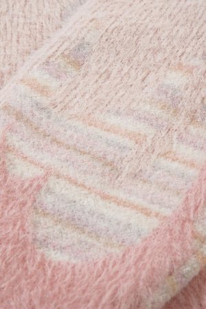 Concert Outfit Flame Embroidery Fuzzy Zipper Sweater