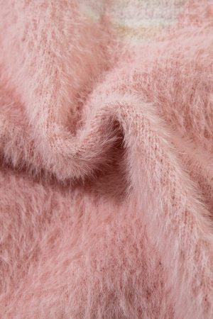 Concert Outfit Flame Embroidery Fuzzy Zipper Sweater