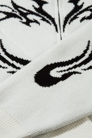 Concert Outfit Flame Faux Mink Fur Zip Up Mock Neck Sweater