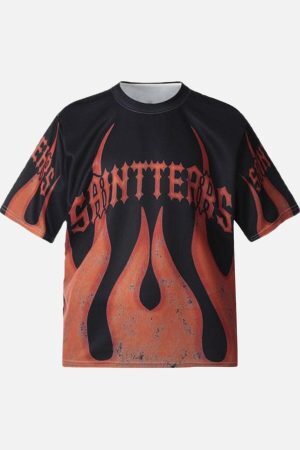 Concert Outfit Flame Graphic Crew Neck T-Shirt