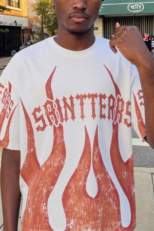 Concert Outfit Flame Graphic Crew Neck T-Shirt