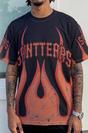 Concert Outfit Flame Graphic Crew Neck T-Shirt