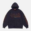 Concert Outfit Flame Letter Washed Hoodie