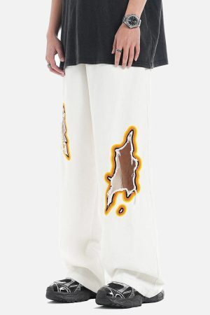 Concert Outfit Flame-Scarred Towel Embroidered Jeans